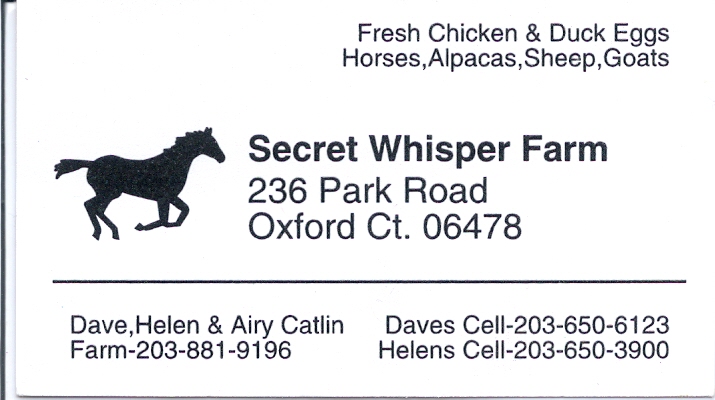 Secret Wisper Farm Bus Card 2012